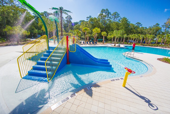 Splash structure at pool amenity in Bexley.