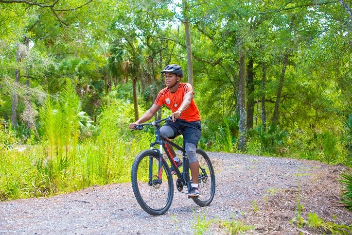Bexley Biker on Wooded Trail
