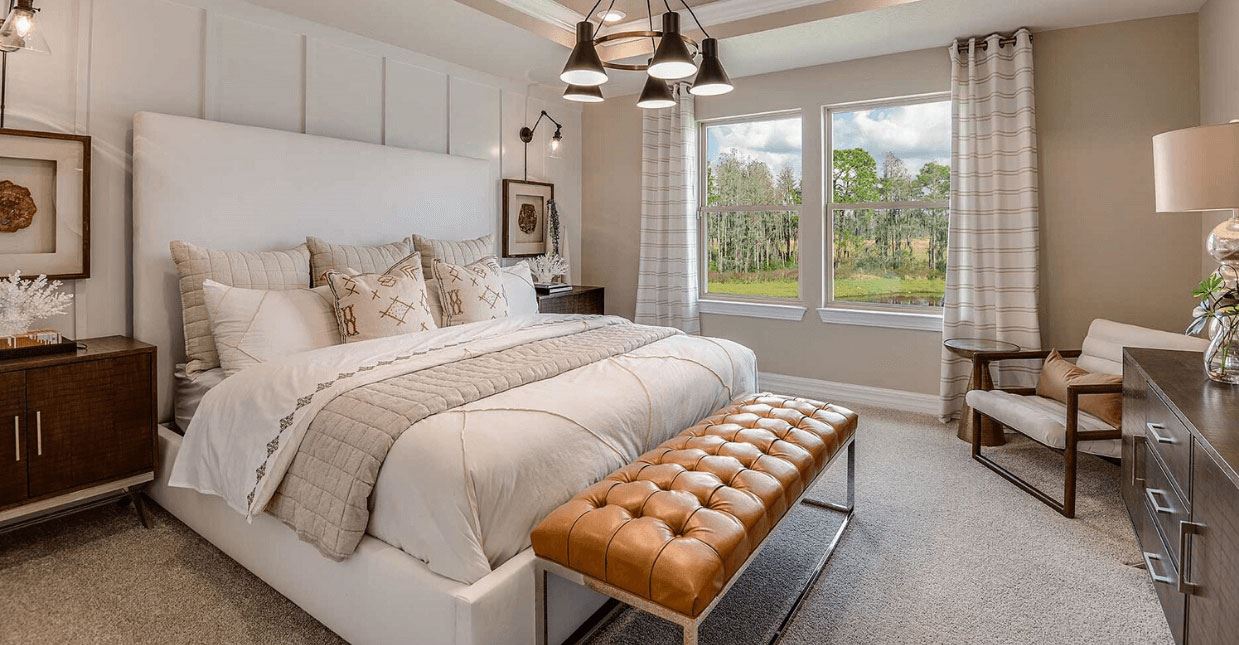 Master bedroom in Pulte's Driftwood model home in Bexley.