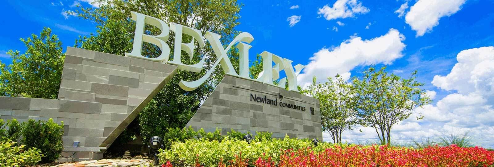 Bexley signage at main entrance to community.