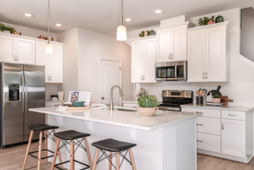 open kitchen area of model home in Bexley